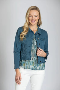 Jean Jacket With Frayed Detail - Dusty Blue