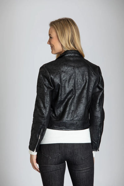 Vegan Leather Moto Jacket - Black