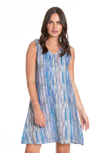 Sleeveless V-Neck Dress Painted Desert Stripe