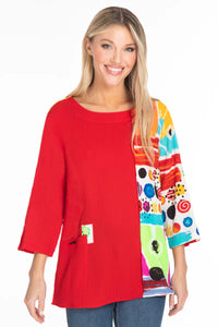TUNIC WITH SIDE PATCH POCKETS - MULTI