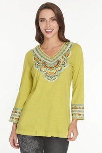 EMBROIDERED TUNIC - CITRON