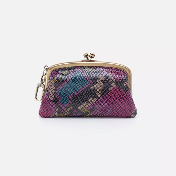 Cheer Frame Pouch in Printed Leather - Mosaic Snake