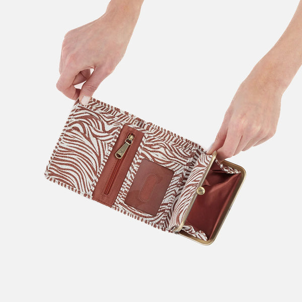 Robin Compact Wallet in Printed Leather - Ginger Zebra