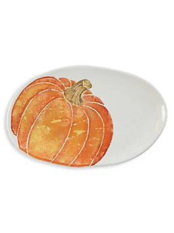Pumpkins Small Oval Platter with Pumpkin
